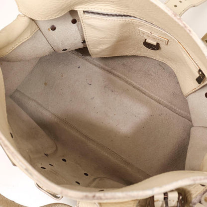 MULBERRY Hand Bag Tote Purse Boston Leather Off White Authentic