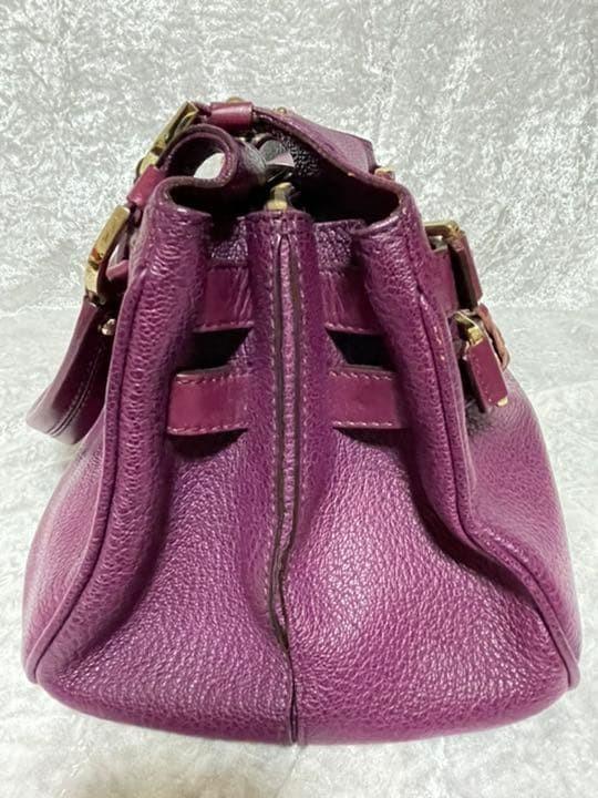 MULBERRY Hand Bag Tote Purse Leather Purple Authentic