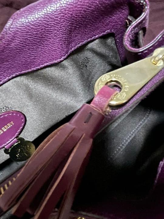 MULBERRY Hand Bag Tote Purse Leather Purple Authentic