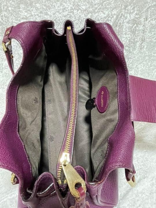 MULBERRY Hand Bag Tote Purse Leather Purple Authentic