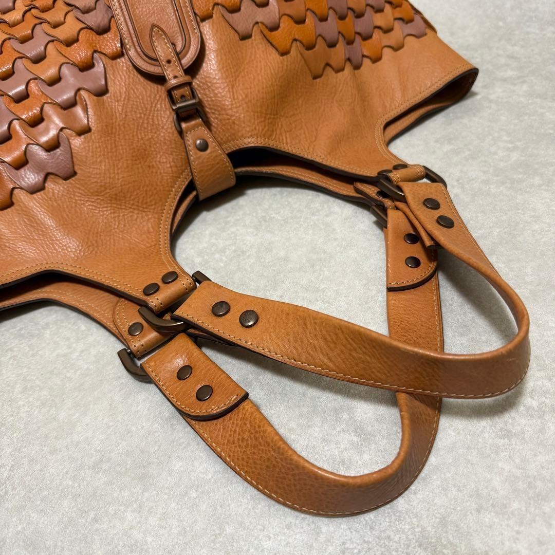 MULBERRY Hand Bag Tote Purse Leather Orange Brown Authentic