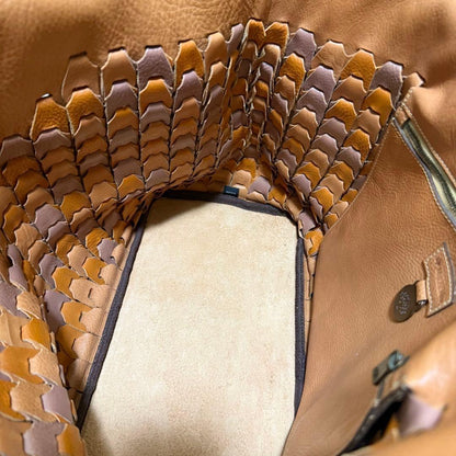 MULBERRY Hand Bag Tote Purse Leather Orange Brown Authentic