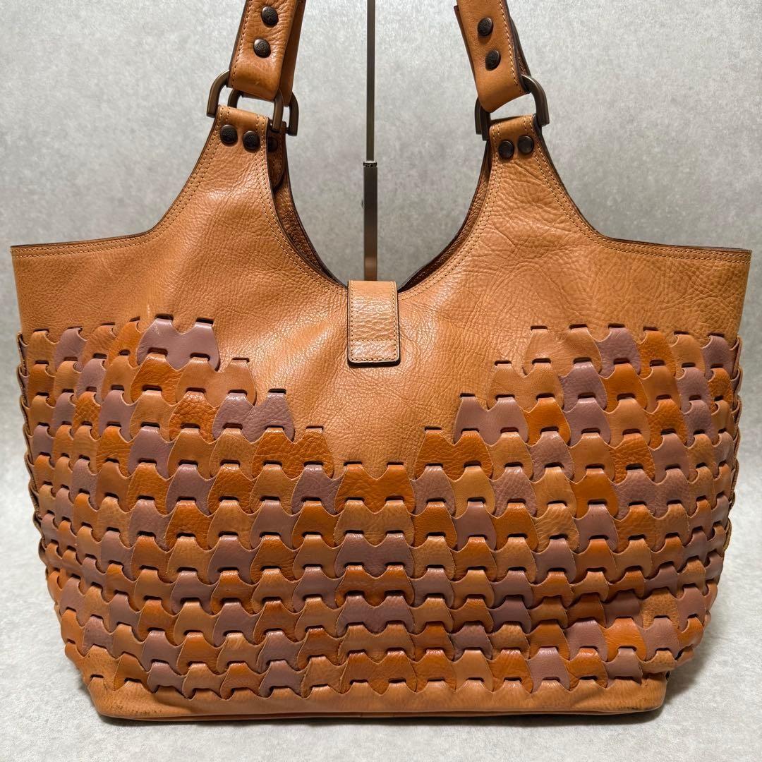 MULBERRY Hand Bag Tote Purse Leather Orange Brown Authentic