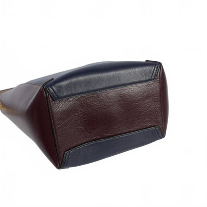 MULBERRY Shoulder Bag Purse Camden Bucket Leather Navy Brown Yellow Authentic