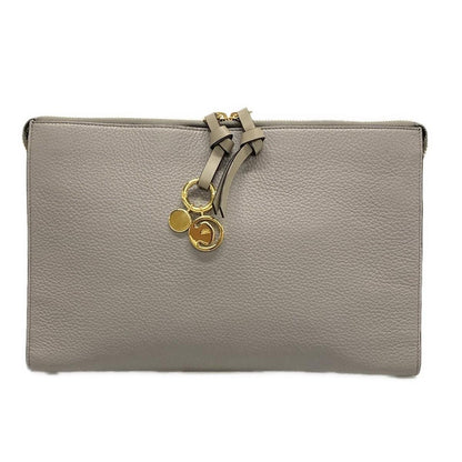 Chloe Clutch Bag Second Bag Leather Gray Authentic