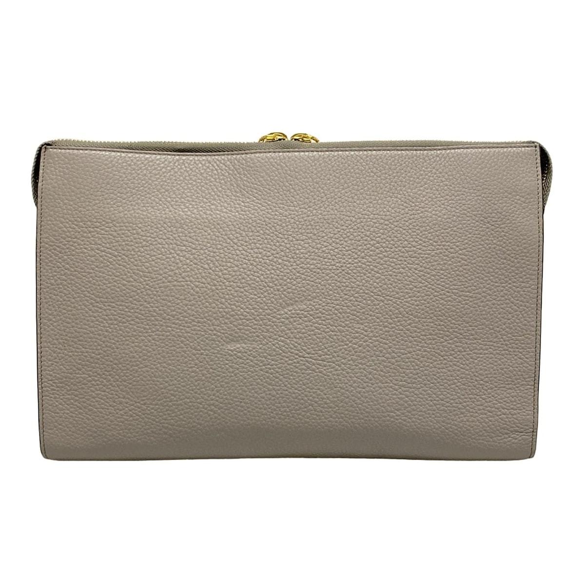 Chloe Clutch Bag Second Bag Leather Gray Authentic
