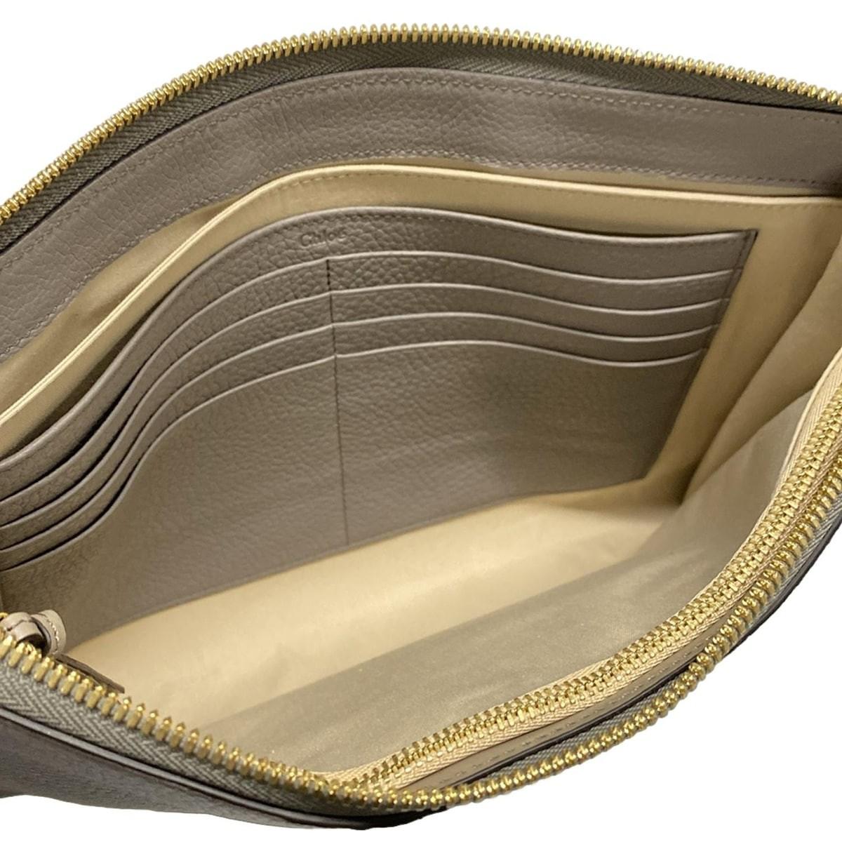 Chloe Clutch Bag Second Bag Leather Gray Authentic