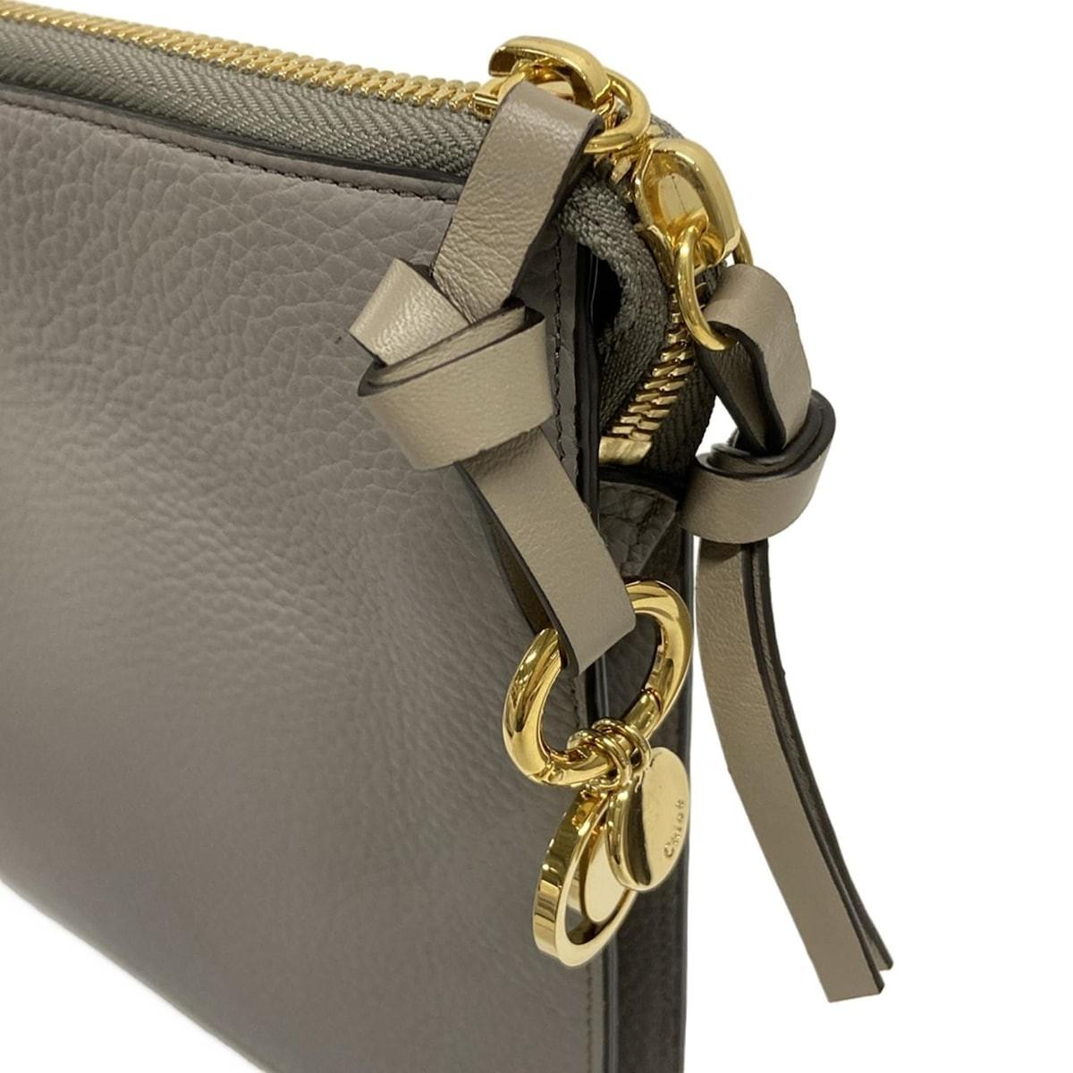 Chloe Clutch Bag Second Bag Leather Gray Authentic