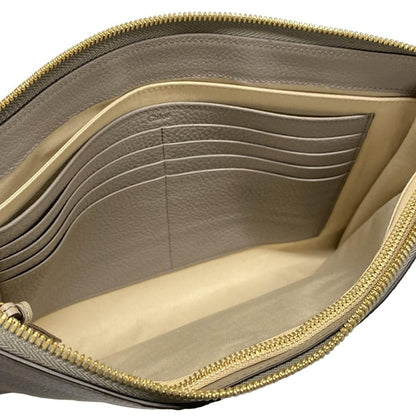 Chloe Clutch Bag Second Bag Leather Gray Authentic