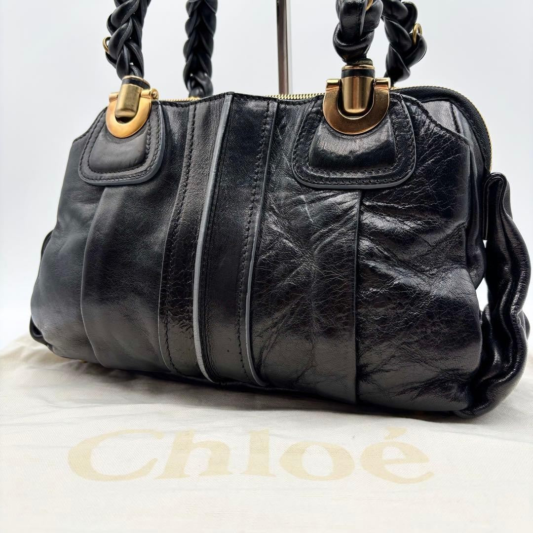 Chloe Hand Bag Tote Purse Satchel Bag Eloise Leather Black Authentic