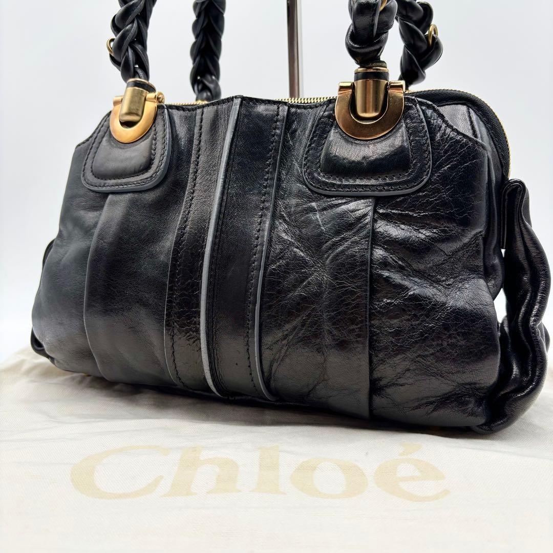 Chloe Hand Bag Tote Purse Satchel Bag Eloise Leather Black Authentic