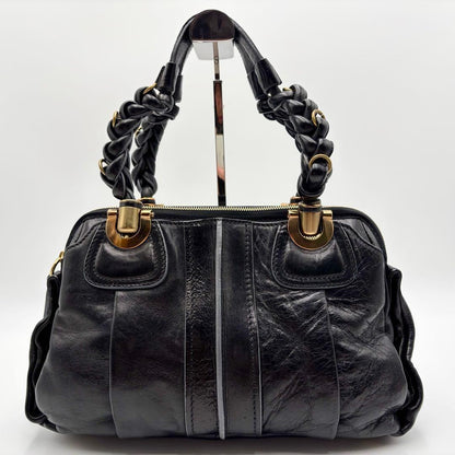 Chloe Hand Bag Tote Purse Satchel Bag Eloise Leather Black Authentic