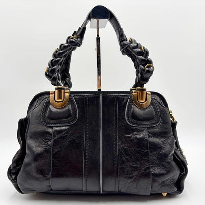 Chloe Hand Bag Tote Purse Satchel Bag Eloise Leather Black Authentic