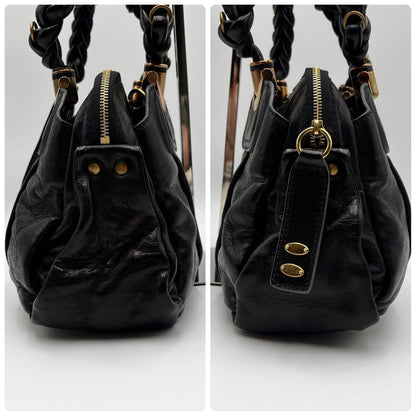 Chloe Hand Bag Tote Purse Satchel Bag Eloise Leather Black Authentic