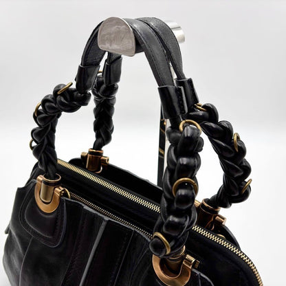 Chloe Hand Bag Tote Purse Satchel Bag Eloise Leather Black Authentic