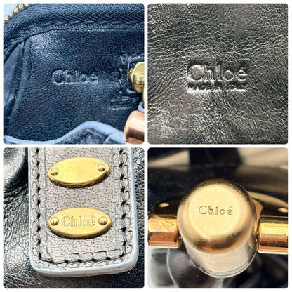 Chloe Hand Bag Tote Purse Satchel Bag Eloise Leather Black Authentic