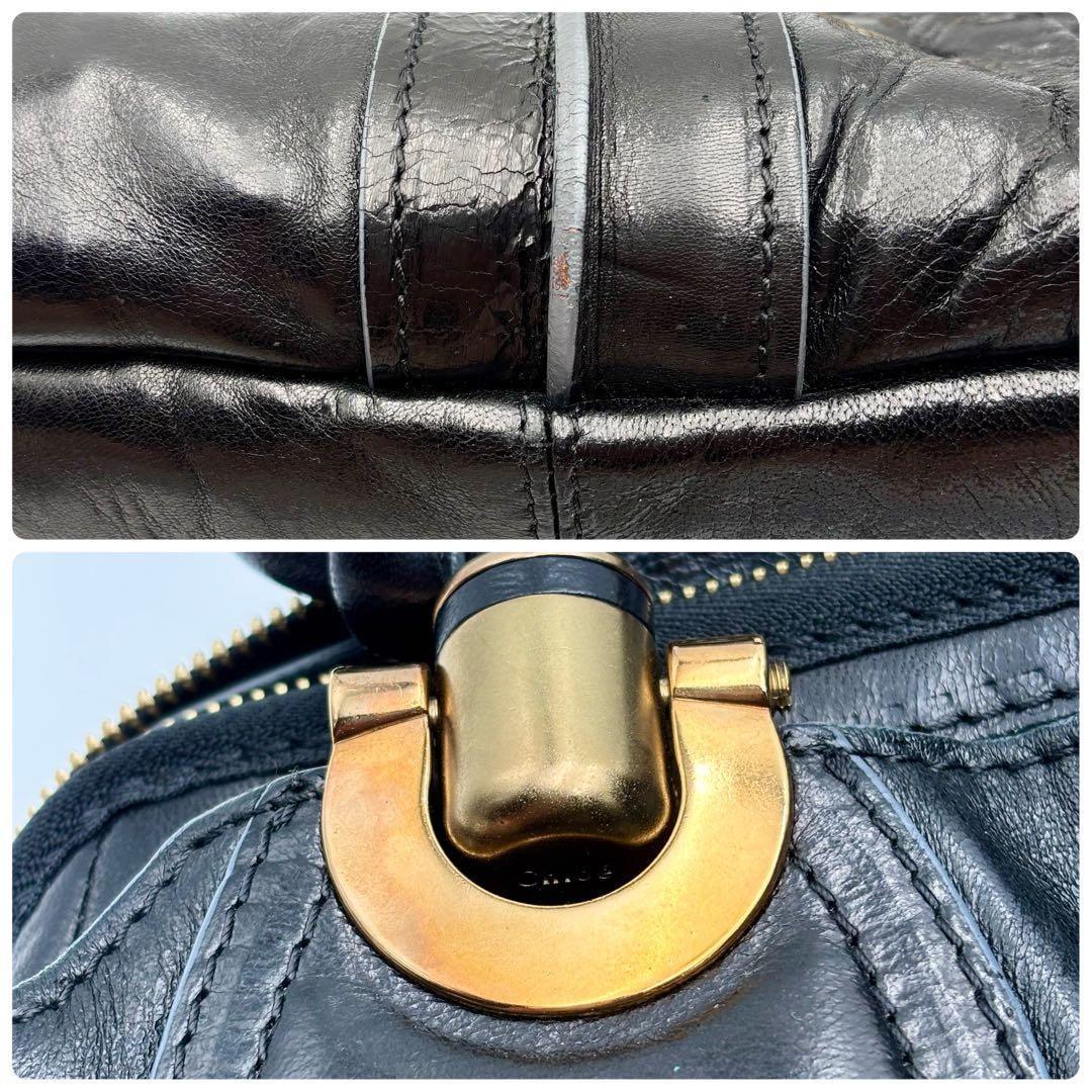 Chloe Hand Bag Tote Purse Satchel Bag Eloise Leather Black Authentic