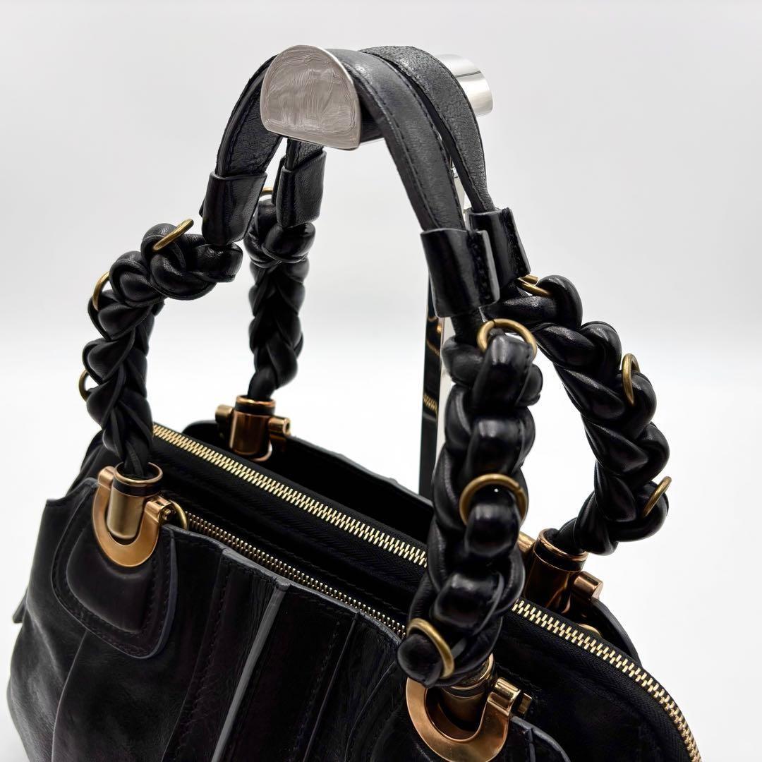 Chloe Hand Bag Tote Purse Satchel Bag Eloise Leather Black Authentic