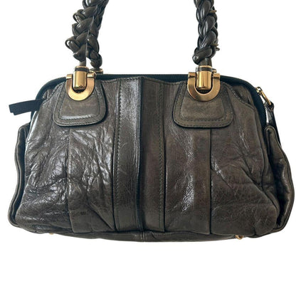 Chloe Hand Bag Tote Purse Eloise Leather Khaki Authentic