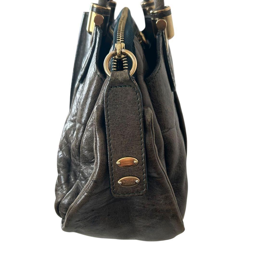 Chloe Hand Bag Tote Purse Eloise Leather Khaki Authentic