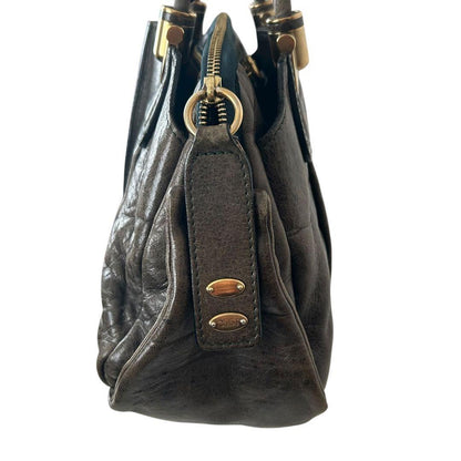Chloe Hand Bag Tote Purse Eloise Leather Khaki Authentic