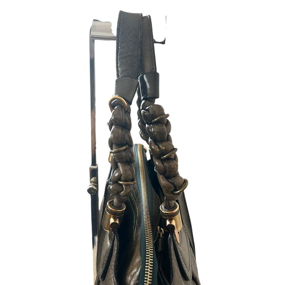 Chloe Hand Bag Tote Purse Eloise Leather Khaki Authentic