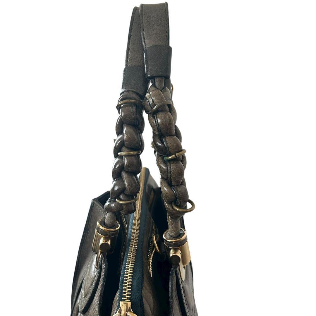 Chloe Hand Bag Tote Purse Eloise Leather Khaki Authentic