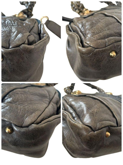 Chloe Hand Bag Tote Purse Eloise Leather Khaki Authentic