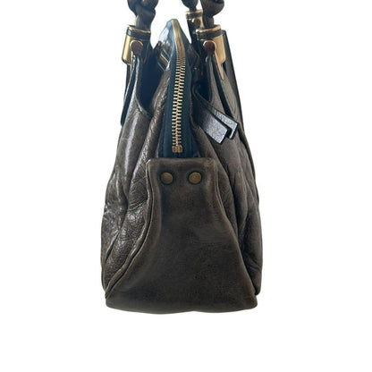 Chloe Hand Bag Tote Purse Eloise Leather Khaki Authentic