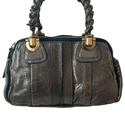 Chloe Hand Bag Tote Purse Eloise Leather Khaki Authentic