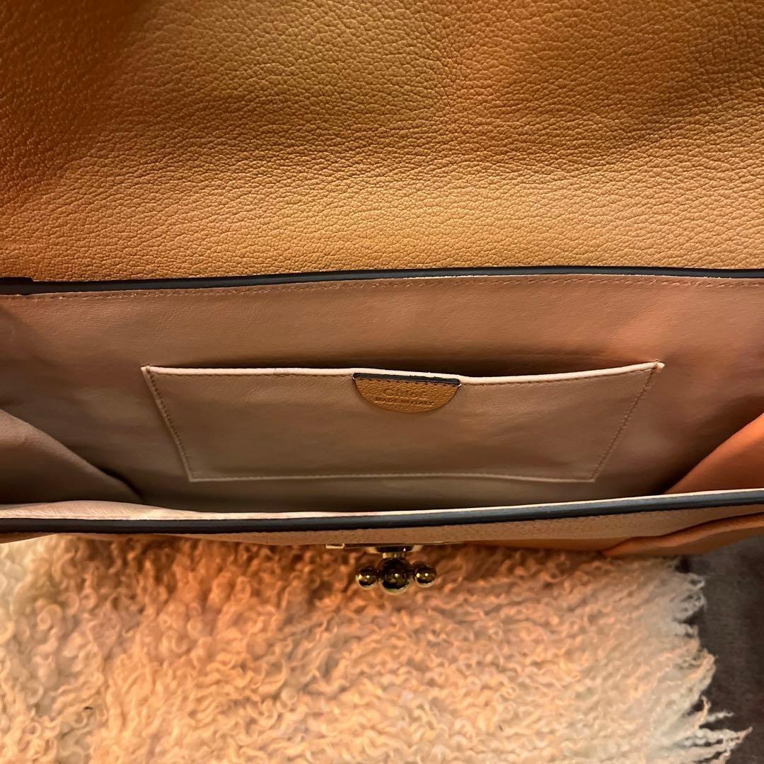 Chloe Clutch Bag Second Bag Elsie Leather Beige Authentic
