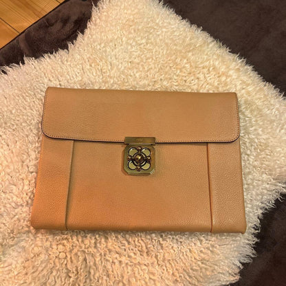 Chloe Clutch Bag Second Bag Elsie Leather Beige Authentic