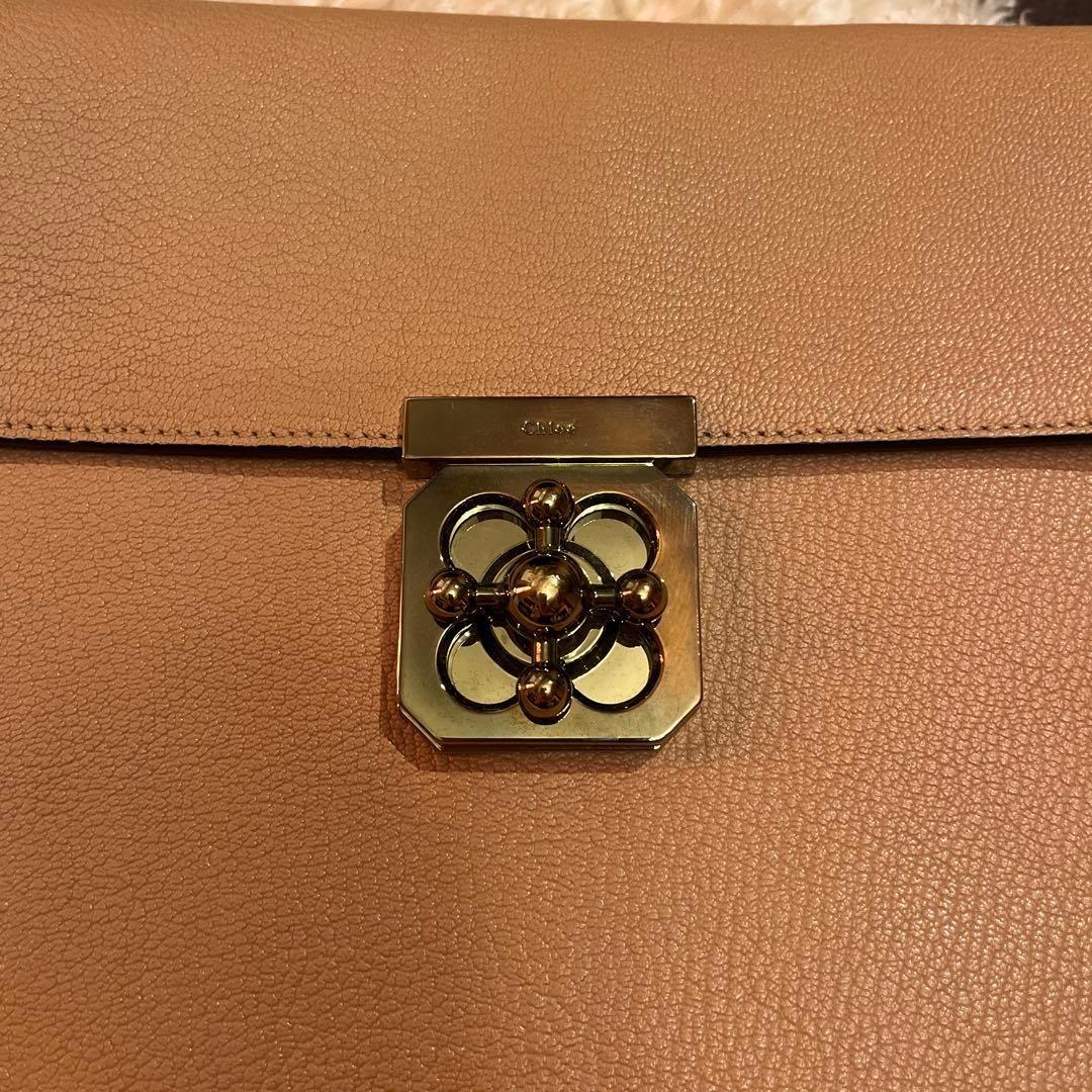 Chloe Clutch Bag Second Bag Elsie Leather Beige Authentic