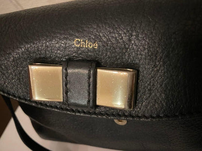 Chloe Shoulder Bag Purse 2way LILY Leather Black Authentic