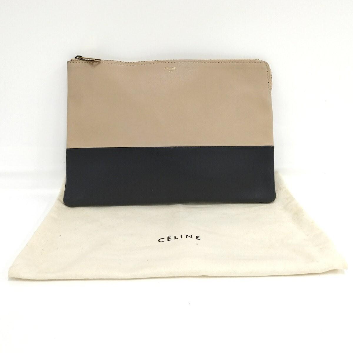 CELINE Clutch Bag Second Bag Leather Authentic