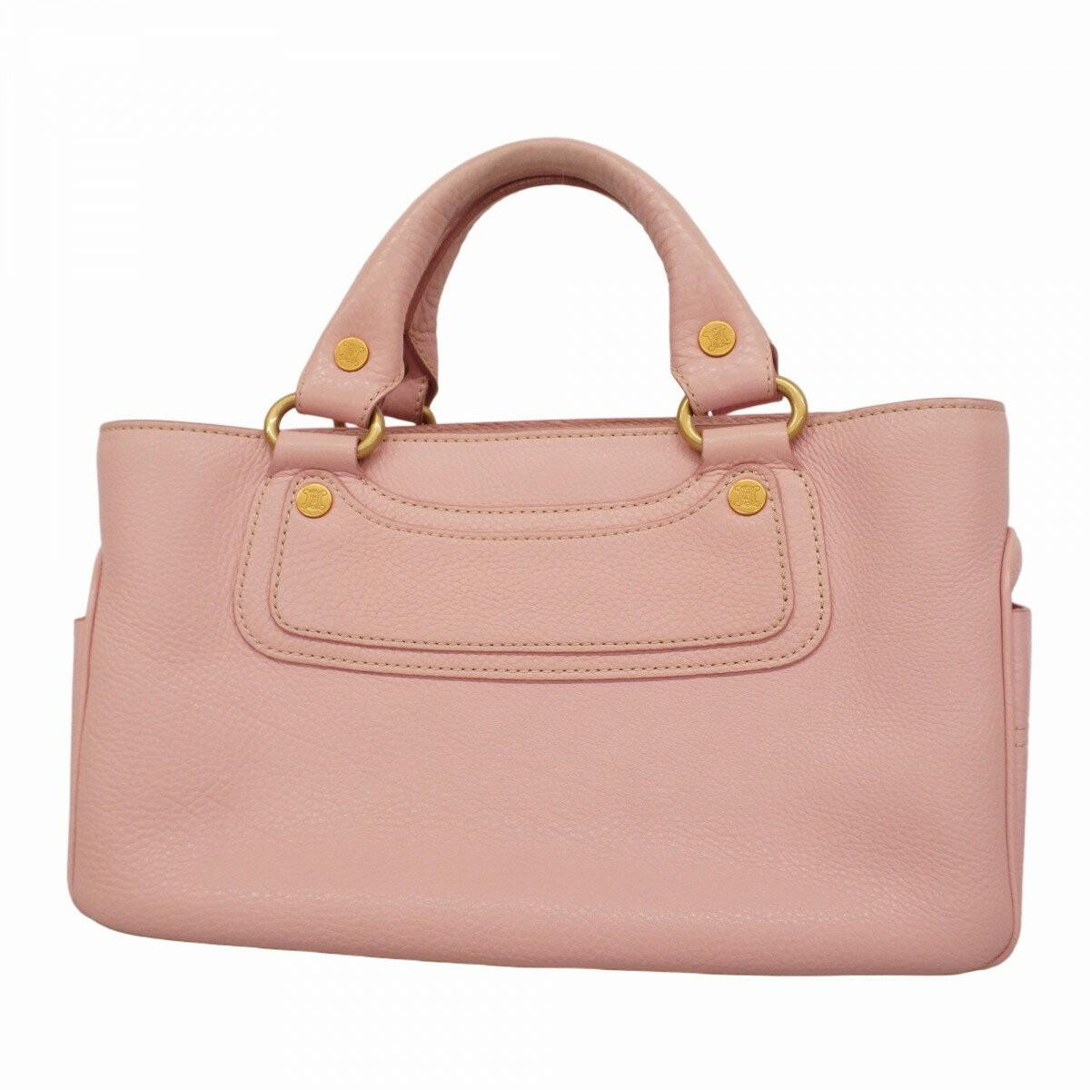 CELINE Hand Bag Tote Purse Boogie Leather Pink Authentic