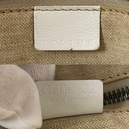CELINE Hand Bag Tote Purse Leather Canvas Multicolor White Authentic