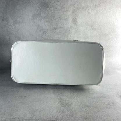 CELINE Hand Bag Tote Purse Leather Canvas Multicolor White Authentic