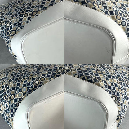 CELINE Hand Bag Tote Purse Leather Canvas Multicolor White Authentic