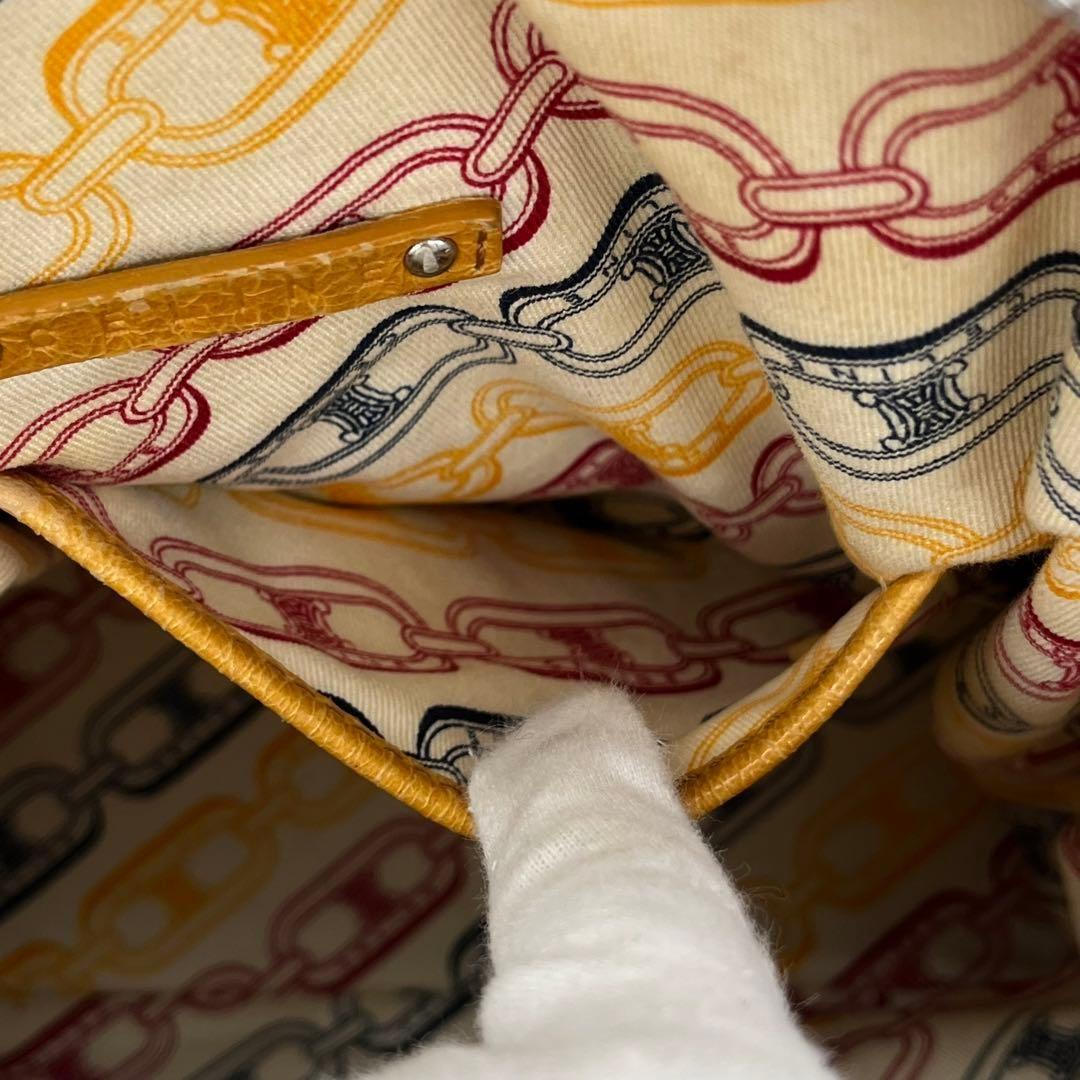 CELINE Hand Bag Tote Purse Mini Boston Leather Yellow Authentic