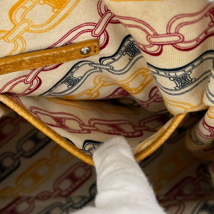 CELINE Hand Bag Tote Purse Mini Boston Leather Yellow Authentic