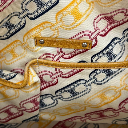 CELINE Hand Bag Tote Purse Mini Boston Leather Yellow Authentic