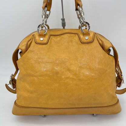 CELINE Hand Bag Tote Purse Mini Boston Leather Yellow Authentic