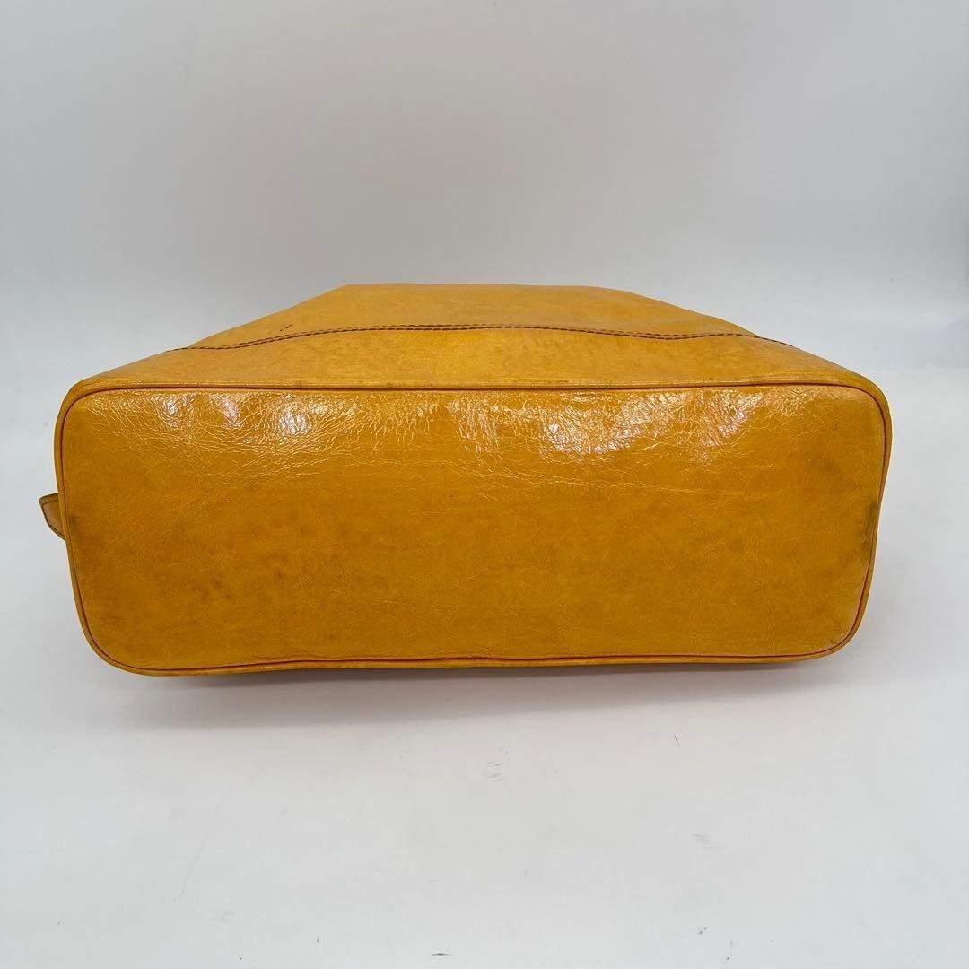 CELINE Hand Bag Tote Purse Mini Boston Leather Yellow Authentic