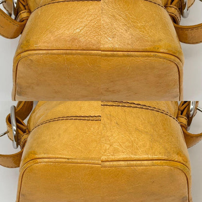 CELINE Hand Bag Tote Purse Mini Boston Leather Yellow Authentic