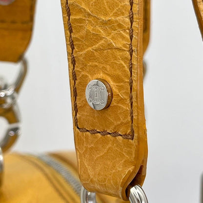 CELINE Hand Bag Tote Purse Mini Boston Leather Yellow Authentic