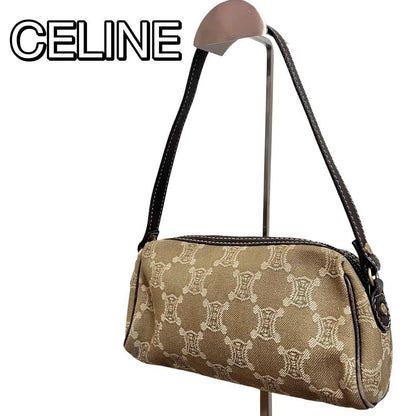 CELINE Accessory Pouch Hand Bag Tote Purse Macadam Beige Authentic
