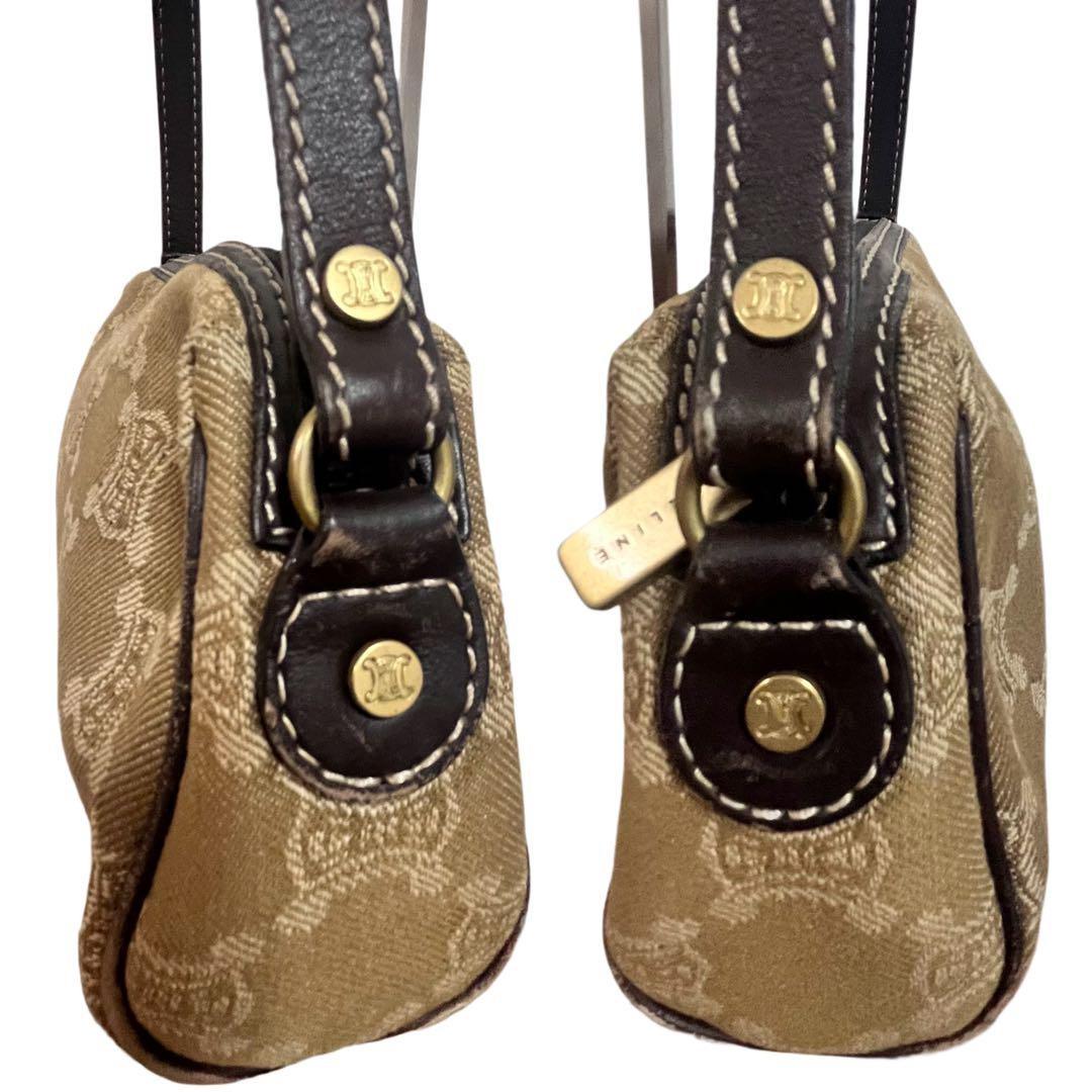 CELINE Accessory Pouch Hand Bag Tote Purse Macadam Beige Authentic