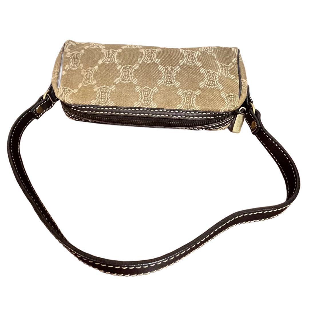 CELINE Accessory Pouch Hand Bag Tote Purse Macadam Beige Authentic