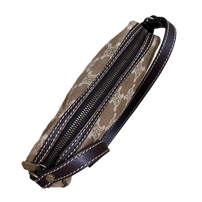 CELINE Accessory Pouch Hand Bag Tote Purse Macadam Beige Authentic